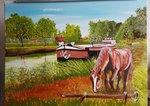 Peinture Batelière avec un cheval